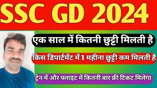 SSC GD 2024 एक साल में कितना छुट्टी मिलती है  /  SSC GD 2024 छुट्टी में कितना रेल फ्री टिकट मिलता है