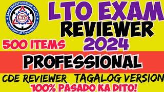 2024 LTO EXAM REVIEWER TAGALOG VERSION PROFESSIONAL DRIVER'S LICENSE 500 ITEMS | CDE EXAM 100% PASS!
