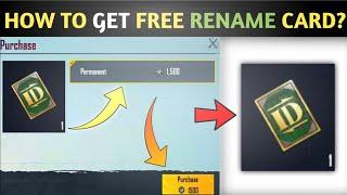 GET FREE RENAME CARD IN BGMI | FREE ID CARD TRICK | HOW TO GET FREE I'D CARD| BGMI |RENAME I'D CARD