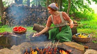 Cooking with Mulberries 🫐 ASMR Campfire Cooking in the Iowa Countryside