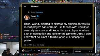 Qojqva reacts to Yuragi's Tweet regarding Valve perma banning his friend Koma