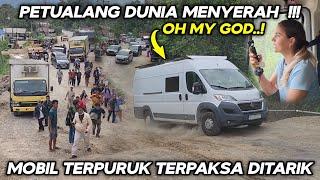 Petualang Dunia Sampai Menyerah !!! Mobil Terpuruk Terpaksa Ditarik Di Tanjakan Batu Jomba