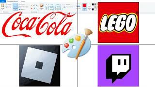 How to Draw Coca-Cola, Roblox, Lego, Twitch, Shell Logo in MS Paint (Tutorial) Realistic Companies