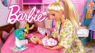 Barbie Doll New Baby Family Morning to Night Routine