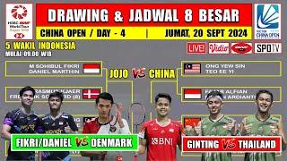 Drawing & Jadwal 8 Besar China Open 2024 ~ FIKRI/DANIEL vs DENMARK ~ GINTING vs THAILAND ~ 5 Wakil