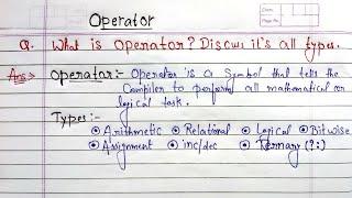 Operators in C language in hindi | what is operator? Discuss it's types in c programming