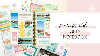 Scrapbook Notebook Journal Layout | Summer | Swimming | Stickers | Rub Ons | Die Cuts | Journaling