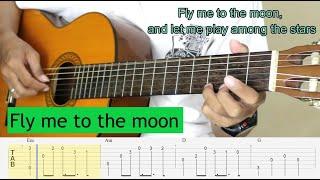 FLY ME TO THE MOON - (Easy) Fingerstyle Guitar Tutorial TAB + Chord + Lyric