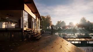 Architectural animation with Enscape and Sketchup of: " Lake Loft at Autumn"