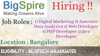 BigSpire Hiring freshers for Multiple Positions | Any Graduates | Any Batch |