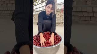 Village Life: Uyghur Girl Cooks Traditional Red Date Soup