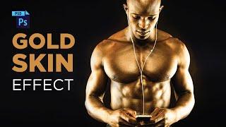 Gold skin effect in Adobe Photoshop  - Create The PURE GOLD Skin! in a Minute.