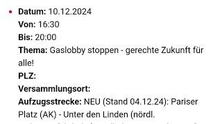 10.12..2024  - Live Full HD - (️3 Grad) - Berlin - Gaslobby stoppen - gerechte Zukunft für alle!