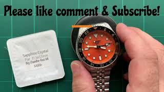 Seiko Modding Red AR Sapphire Crystal upgrade on Seiko GMT SSK005