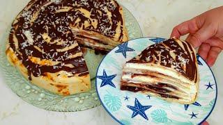 Sweet pancake cake with mascarpone