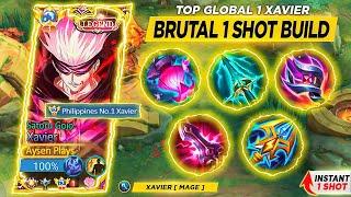 GLOBAL XAVIER WTF ONE HIT BUILD!! 200% DAMAGE HACK!? (MUST TRY) | XAVIER TIPS & GUIDE | MLBB