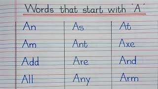 100 Words That Start With 'A' | 'A' Letter Words|