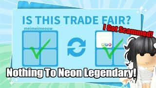 NOTHING TO NEON LEGENDARY BUT I GOT SCAMMED! ADOPT ME TRADING CHALLENGE 2024