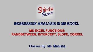 REGRESSION ANALYSIS || MS EXCEL || ShikshaStorm