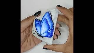 One Stroke Butterfly I Acrylic Painting I Easy Stone Painting I DIY One Stroke Butterfly Painting