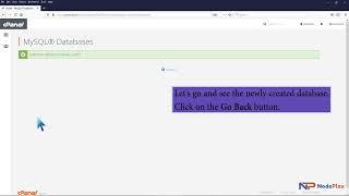 How to create a database in cPanel with NodePlex