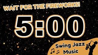 5 Minute New Year 2025 Countdown Timer with Jazz Music and Fireworks 