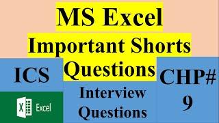 MS Excel |Spread Sheet Software in hindi|Chp9 ICS Part II| Important Short Questions for all Board