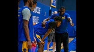 Steph Curry, Draymond Green mentoring James Wiseman during the Warriors practice