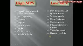 Mean Platelet Volume (MPV) blood test/ purpose/ high & low MPV/ calculation/ procedure