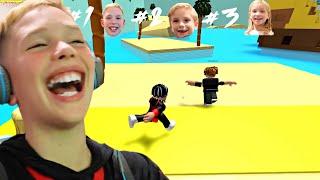SPEED RUN Racing my little brother and sister in Roblox Speed Run 4!