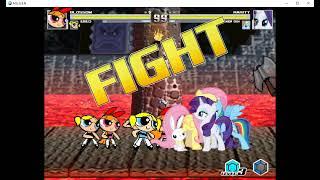 New DGBlossom, DGBubbles, DGButtercup and JPBubbles vs Rarity, Rainbow dash, MVCFluttershy,DGBlossom