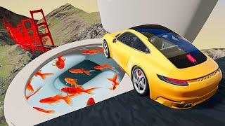 Open Bridge Crashes over Toilet with Goldfish - BeamNG.drive