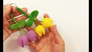 DIY 3D Crochet Flower Keychain - Easy Crochet Tutorial