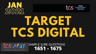 TCS DIGITAL APTITUDE QUESTIONS with SOLUTIONS - JAN 2021 - 25 MUST DO QUESTIONS (1651 - 1675)