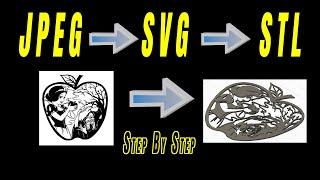Convert a JPG to STL via a SVG File - 2D to 3D : 3D Processing Demo