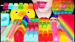 ASMR RAINBOW POP IT, PUSH POP, CUBE JELLY, PEZ CANDY 레인보우 팝잇, 푸쉬팝, 바삭한 젤리, 무지개 먹방 EATING SOUNDS