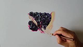 3d pencil drawing berry pie.