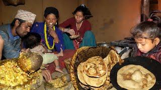 dharme brother family cooking and eating all together in the village || rural Nepal || @ruralnepall