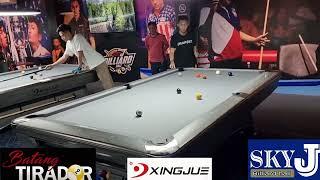 aj manas vs. jerson cumayas at SKY J billiards in padre campa espana using 28 XINGJUE tables.