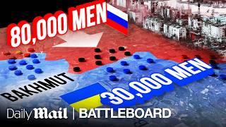 30k Ukrainians vs 80k Russian Troops: The Battle for Bakhmut | Battle Board | Daily Mail