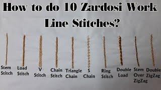 Basic Zardosi Outline Stitches | 10 Zardosi/Dabka/Frenchwire Embroidery Work Line Stitching Ideas