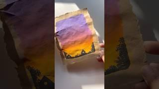 Sunset silhouette painting using himi gouache #art #artshorts #shortviral #gouachepainting #painting