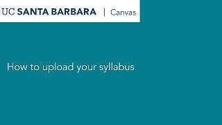 How to upload your syllabus to Canvas