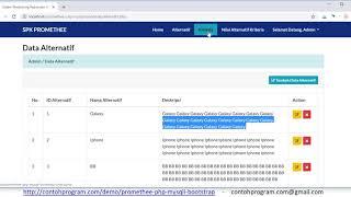 SPK Promethee dengan PHP 7, MySQL, Bootstrap Responsive