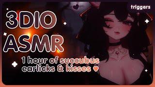 [3DIO ASMR] 1 hour of succubus earlicks and kisses  chuu~ [deep and tingly][no talking][VTUBER]