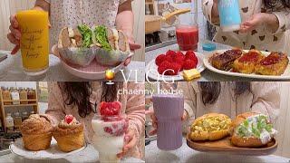 ENG) Living alone Vlog  2nd collection of giant sandwich recipes and honey combination drinks,