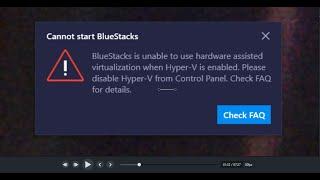 BlueStacks is unable to use hardware assisted virtualization FIX 100%