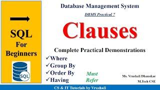 Clauses in SQL with Practical Demo | Where  Group By | Order By | Having #sqlforbeginners