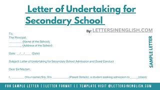 Letter of Undertaking for Secondary School