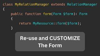 Filament Re-Use The Form in Relation Manager